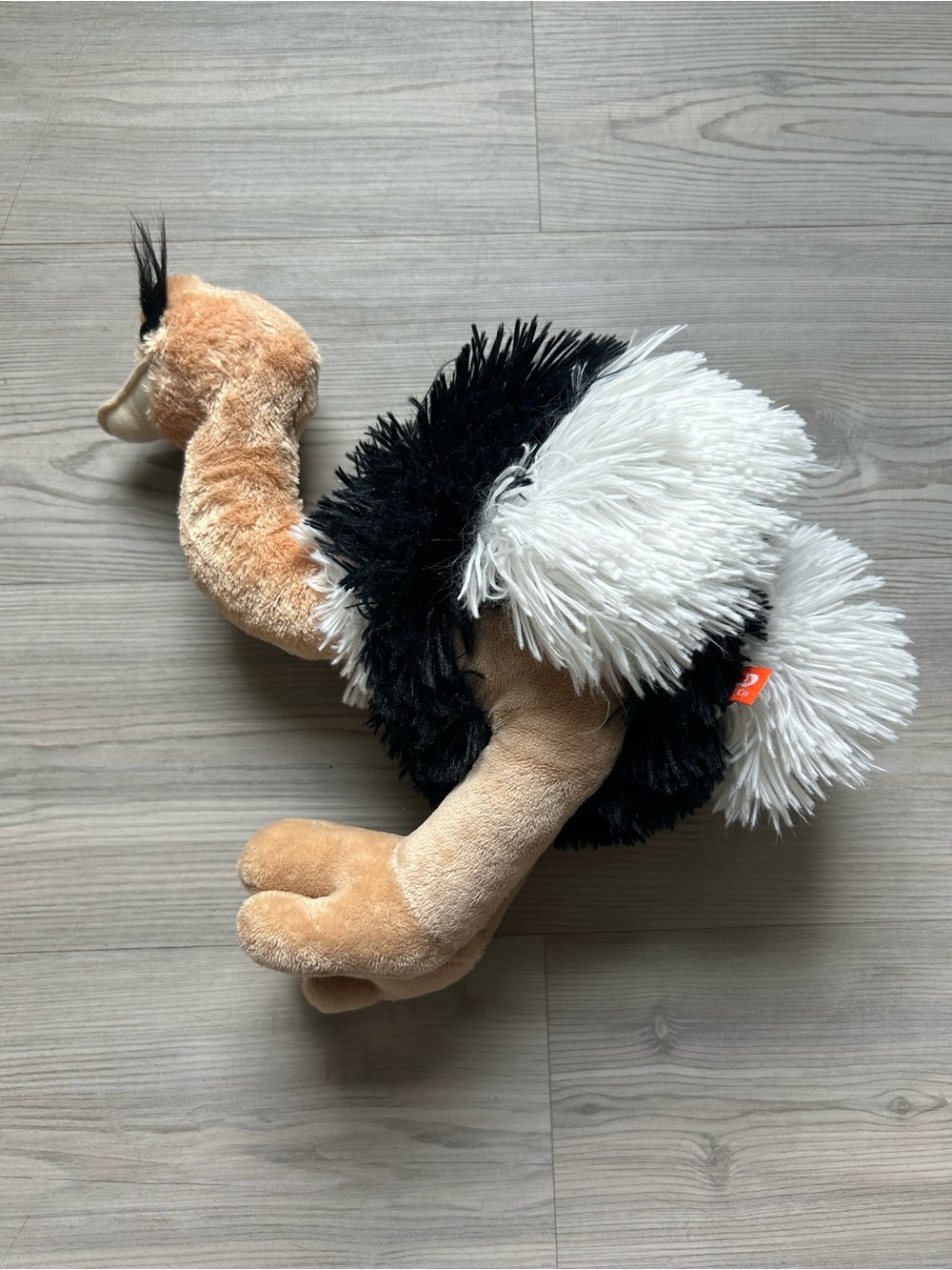 Plush Ostrich Stuffed Animal - Black & Cream